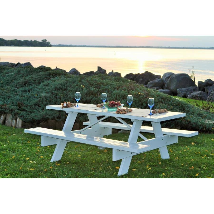 Traditional White Picnic Table - 6 Foot