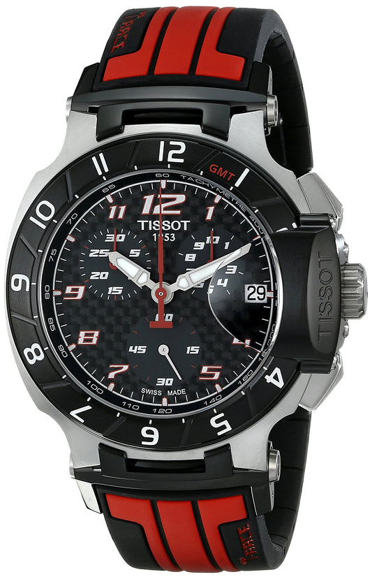 T-Race Chronograph Silicone Strap Watch, 48mm Black