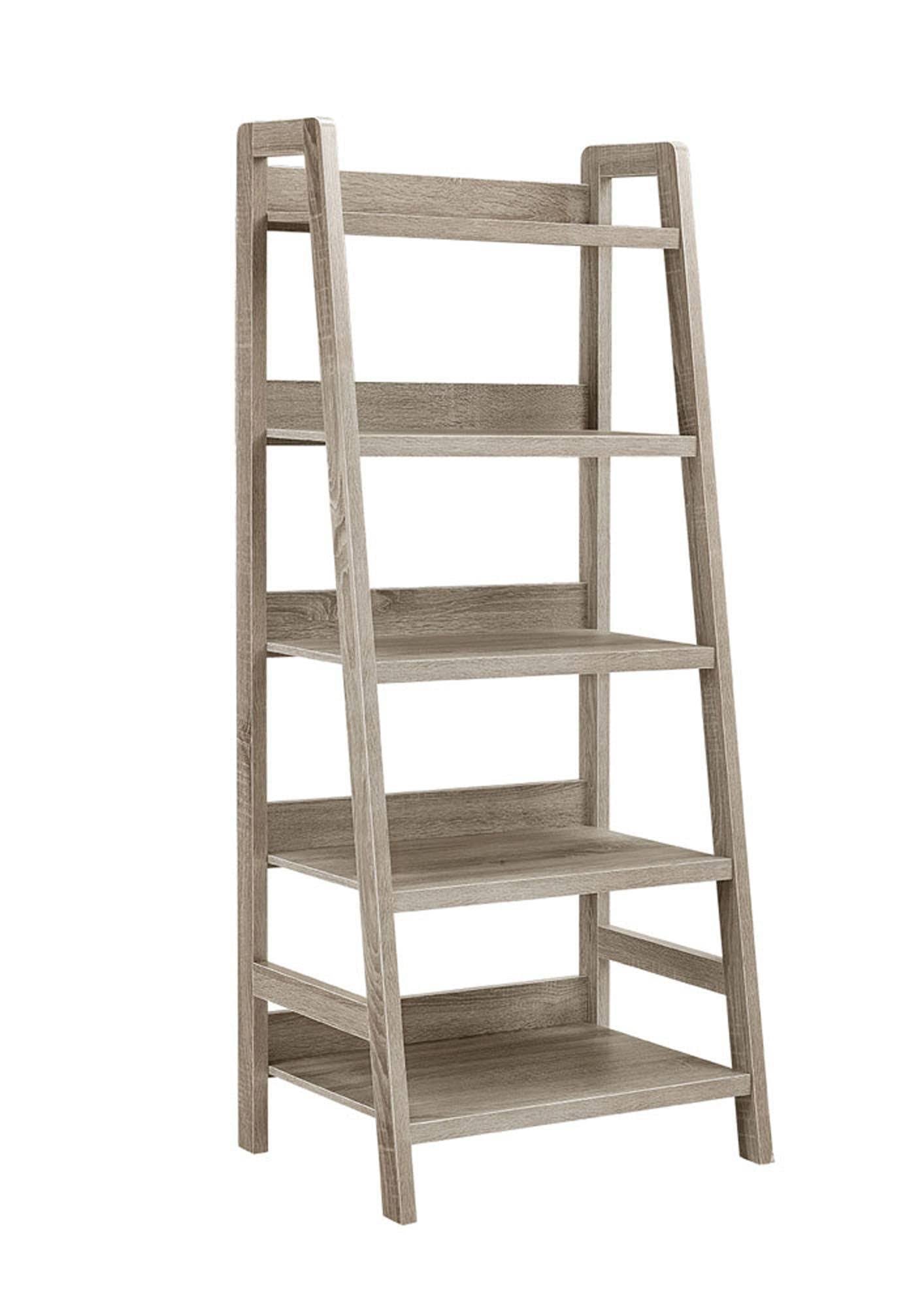 Tracey 5 Shelves Ladder Bookcase, Gray